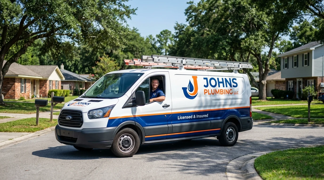 Johns Plumbing LLC service van in Corpus Christi, TX