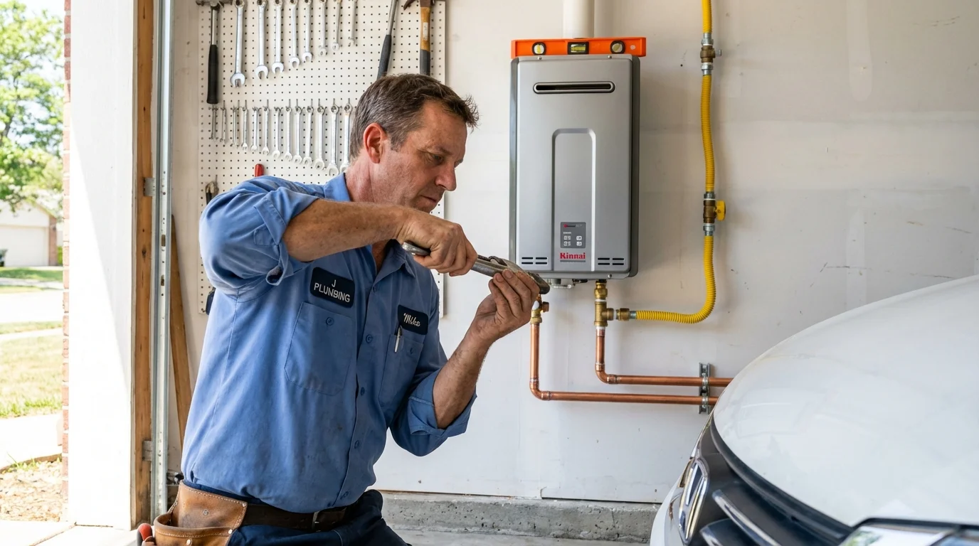 Tankless water heater installation by a Johns Plumbing LLC plumber in Corpus Christi